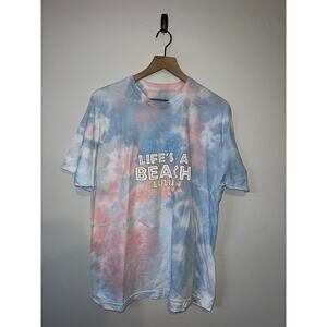 Lifes A Beach Shirt Lulu Tie Dye Graphic Tee Retro Dyenomite XL X-Large